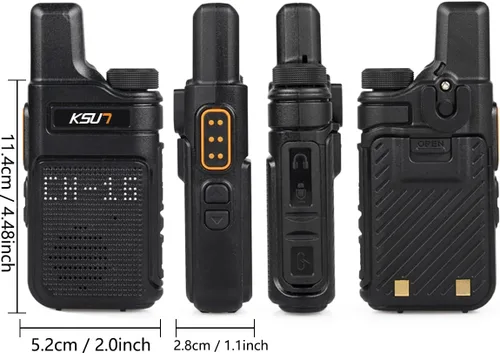Vista 4 de KSUN Walkie Talkies con auricular y micrófono 22 canales resistente a las caídas, mini pantalla de largo alcance VOX 4000mAh batería recargable