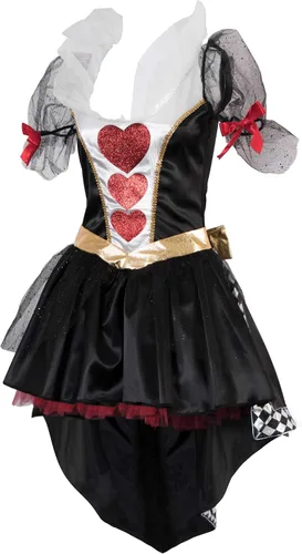Vista 2 de Queen of Hearts - Disfraz de Halloween para mujer, vestido rojo y corona