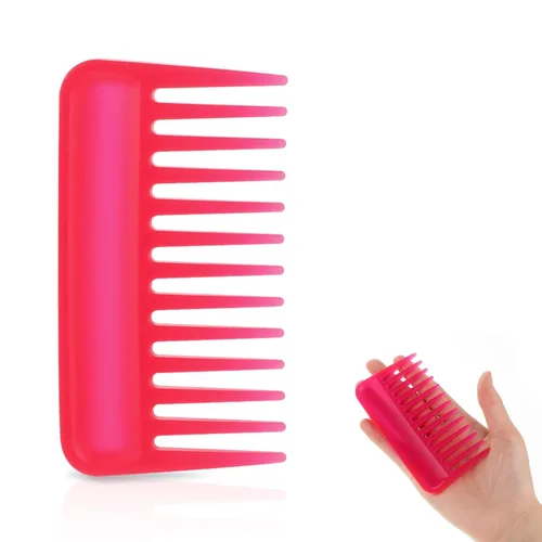 Vista 9 de Mini peine de dientes anchos, pequeño peine desenredante de viaje, peine de pelo rizado, peine portátil para ducha, peine húmedo para mujeres, peine