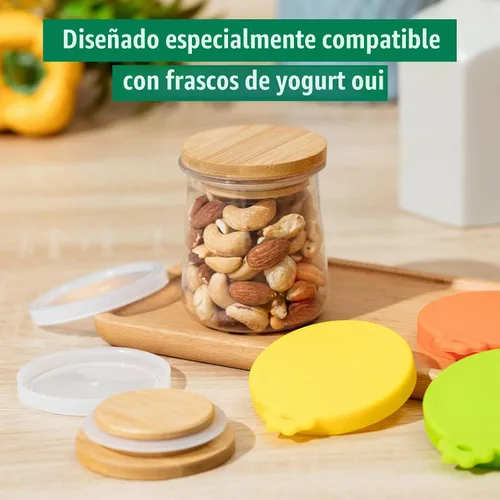 Vista 5 de Mumufy 27 tapas para tarros de yogur compatibles con plástico de madera