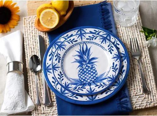Vista 2 de Blue Pineapple - Plato de ensalada de 8.5 pulgadas, juego de 4