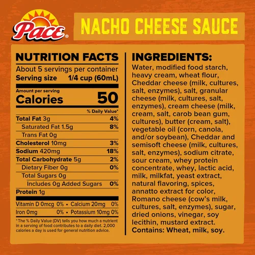 Vista 2 de Salsa de queso para nachos mediana Pace, lata de 10.5 onzas