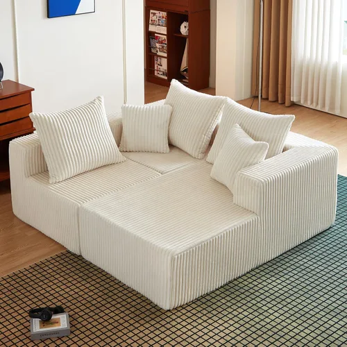 Vista 7 de Sofás seccionales de 102" para sala de estar, sofá nube sin estructura, sofá en forma de L con asiento profundo de gran tamaño, sofá cómodo