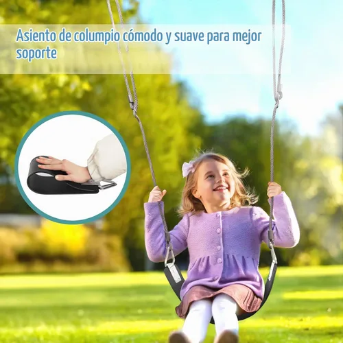 Vista 3 de Asiento de columpio de 2 piezas con anillo triangular de metal de 30.4 x 5.9 pulgadas, soporta 300 libras, juego de columpio resistente, accesorios
