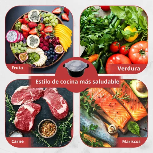 Vista 8 de Utensilios de cocina micro profesionales pequeños de 1 cuarto de galón, vaporizador para microondas para verduras, cocina de microondas, sin BPA