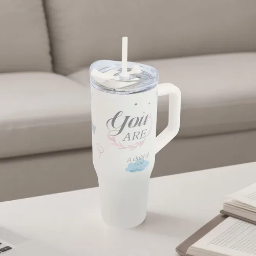 Vista 7 de Tamarac Regalos cristianos para mujeres, vaso de inspiración de 40 onzas con asa y tapa con pajilla, taza de café de viaje de acero inoxidable