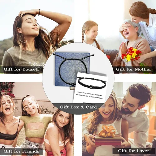 Vista 5 de Pulseras de cuerda con inicial para mujeres, hombres, adolescentes, niñas, niños, hechas a mano, pulsera trenzada de cuerda minimalista