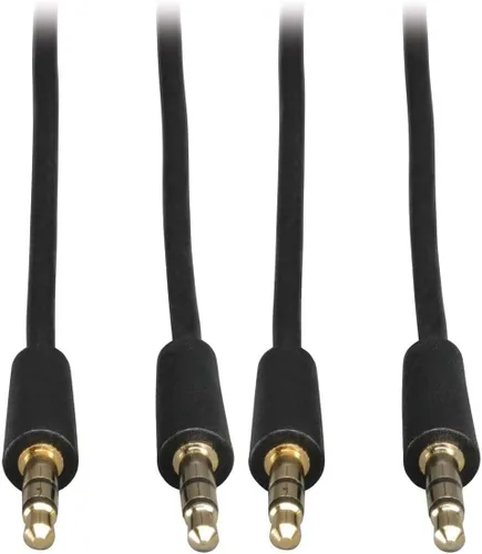 Vista 3 de Tripp Lite Mini cable de audio estéreo de 0.138 in para micrófonos, altavoces y auriculares (M/M) de 50 pies (P312-050)