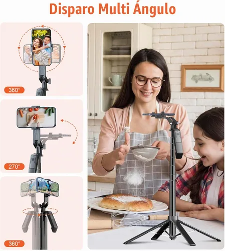 Vista 5 de Trípode para teléfono Selfie Stick - Soporte para teléfono celular de 71 pulgadas de alto con control remoto inalámbrico desmontable y 2 luces LED