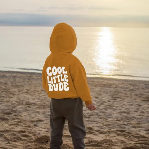 Vista 4 de ZOELNIC Ropa con capucha para bebé niño para otoño e invierno, sudadera de manga larga con estampado de letras
