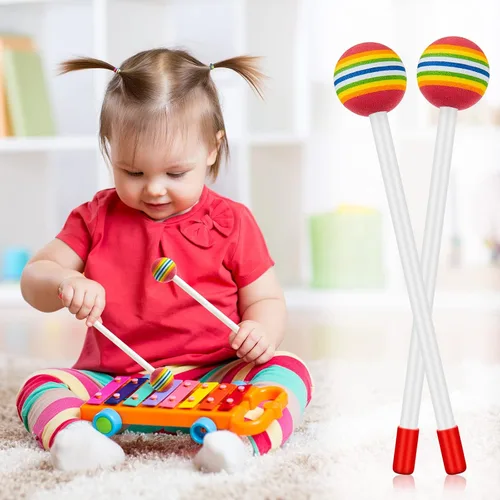 Vista 5 de Chalyna 6 mazos de tambor de piruleta para niños, cabeza de espuma suave