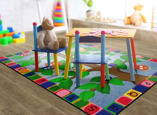 Vista 2 de Flagship Carpets Alfombra educativa con diseño de búhos del alfabeto para el aula o la habitación de los niños, tapete de juego para enseñar