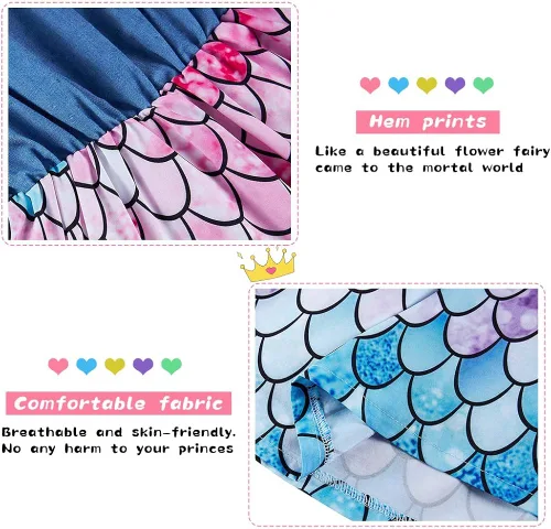 Vista 5 de Enlifety - Vestidos de princesas para niñas pequeñas sin mangas blusa de mezclilla y faldas de tutú con estampado floral vestido de verano de una