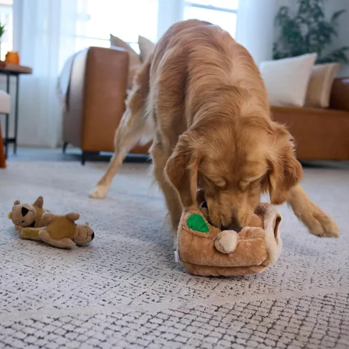 Vista 7 de Outward Hound Hide A Squirrel Juguete Rompecabezas de Peluche para Perro, Grande