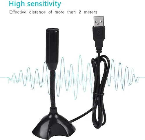 Vista 3 de Mini escritorio soporte micrófono condensador USB 2.0 micrófono flexible para PC portátil para chat en línea, grabación