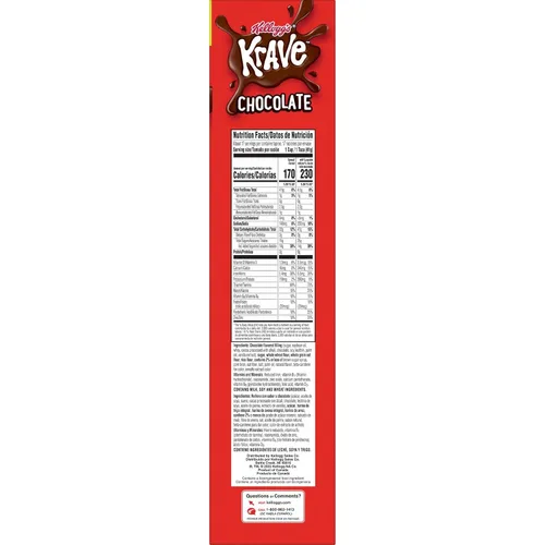 Vista 9 de Kellogg's Krave Cereal de desayuno frío, cereales para niños, desayuno familiar, tamaño familiar, chocolate, caja de 17.3 onzas (1 caja)