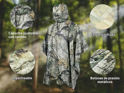 Vista 2 de Poncho de lluvia de camuflaje, abrigo impermeable multiusos
