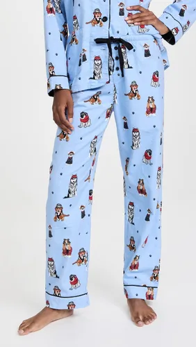 Vista 5 de PJ Salvage Conjunto de pijama de franela para mujer Azul (Ice Blue)