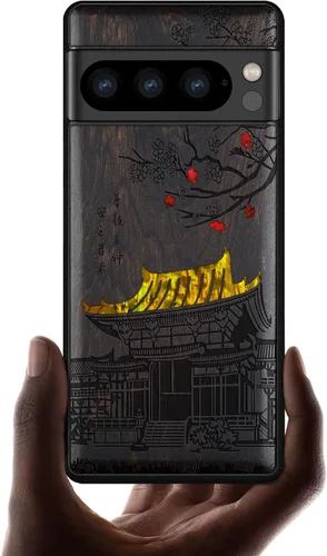 Vista 13 de Carveit Funda de madera de diseñador para Google Pixel 8 Pro (grabado de madera e incrustaciones de carcasa) compatible con cargadores inalámbricos