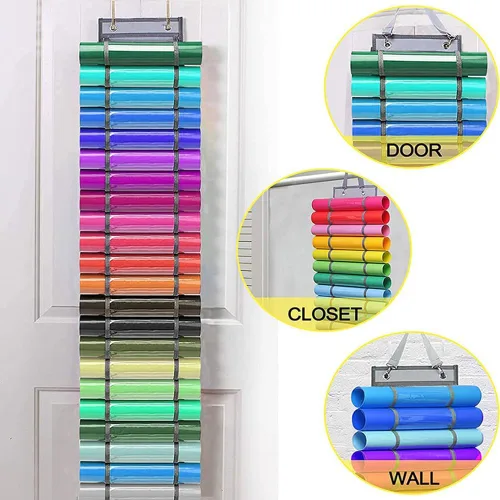 Vista 4 de Organizador de rollos de vinilo con 12 compartimentos para colgar - Montaje en pared
