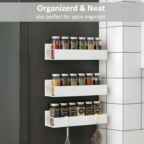 Vista 3 de MGY Paquete de 3 organizadores magnéticos para biberones para refrigerador, almacenamiento que ahorra espacio para biberones, estante de metal con 4