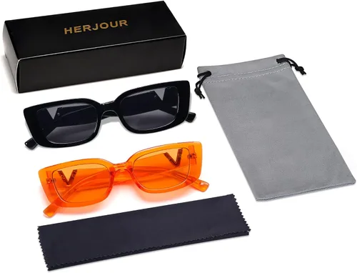 Vista 32 de Allarallvr Lentes de sol rectangulares para mujer, estilo retro de los años 90, Y2K, clásicos, vintage, cuadrados, AR82037