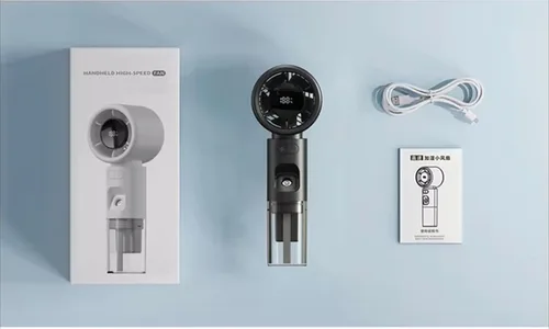 Vista 7 de FAMKA - Ventilador de nebulización de mano portátil, potente de alta velocidad, pequeño ventilador de refrigeración personal recargable, niebla