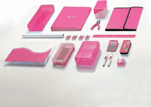 Vista 8 de Enday Caja de Lápices Rosa, Caja de Plástico de Gran Capacidad de Doble Nivel con 12 Compartimentos, Caja de Lápices de Plástico con Tapa de Cierre