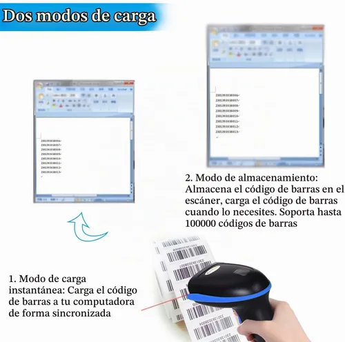 Vista 3 de WoneNice lector de código de barras con cable USB inalámbrico del escáner