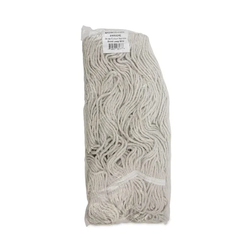 Vista 6 de Boardwalk BWK424CCT 24 oz. Pro Loop Web/Tailband Algodón Wet Mop Head - Blanco (12/Cartón)