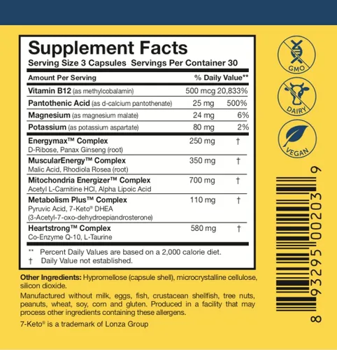 Vista 4 de Researched Nutritionals Vitaminas para hombres y mujeres, dúo de energía optimizada, apoyo suprarrenal y suplementos mitocondriales para promover