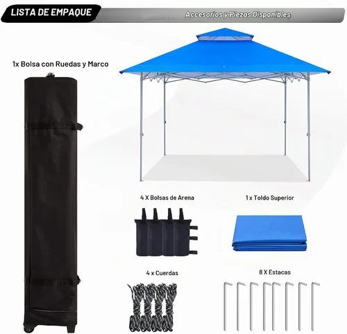 Vista 5 de ABCCANOPY - Base para toldo desplegable de 13 x 13 pies sobre estructura de toldo de 10 x 10 pies con parte superior doble ventilada, 4 bolsas