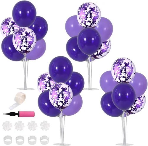 Vista 25 de TONIFUL Juego de 4 centros de mesa de globos de color negro, azul