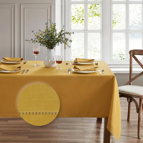 Vista 19 de Elrene Home Fashions Alison - Mantel de tela con diseño de bordado de ojo de buey y borde resistente a las arrugas, 132 x 70 cm, Rectangular