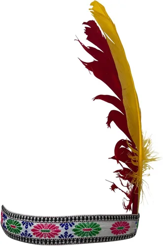 Vista 2 de CHAPEAU TRIBE Diadema india de plumas tocado nativo americano hecha de fieltro grueso diseñada para disfraces de fiesta fiestas temáticas Halloween