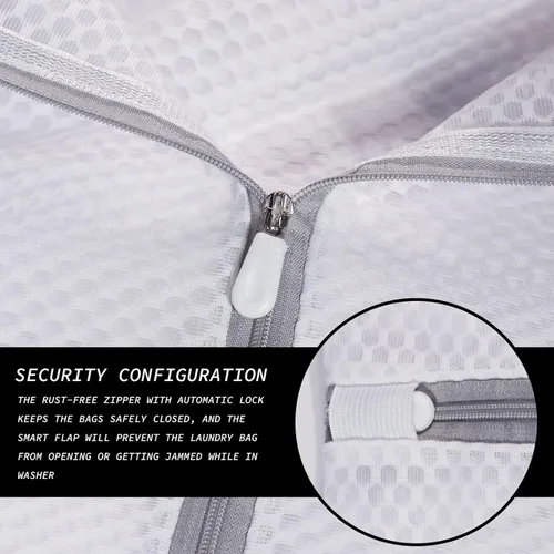 Vista 3 de SUERIV 3 Piezas Bolsas de Lavandería Duraderas de Malla de Panal para Ropa Delicada, Tela de Red de 3.69 oz/yd², Duradera y Reutilizable, Bolsa