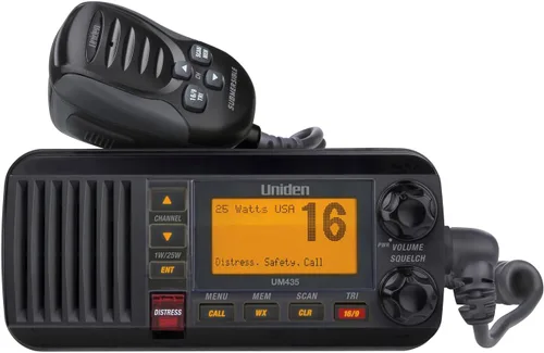 Vista 4 de Uniden UM435BK Advanced Fixed Mount VHF Marine Radio, todos los canales marinos estadounidenses/internacionales/canadienses incluyendo nuevos Negro