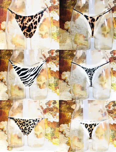 Vista 4 de KUKU PANDA Juego de 3 tangas de algodón para mujer, sexy, sin costuras, tangas en G