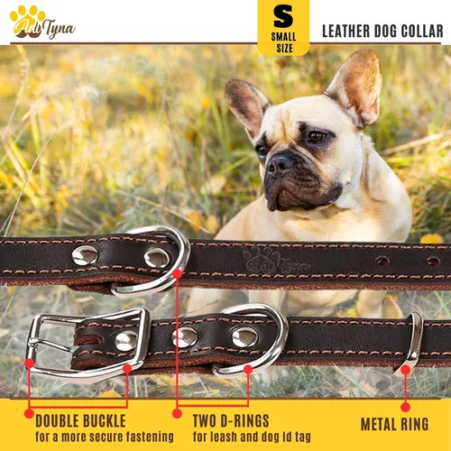 Vista 6 de Juego de collar y correa de cuero para perro, correa de cuero para perro de 6 pies x 1/2 pulgadas y collar de perro resistente para cachorros
