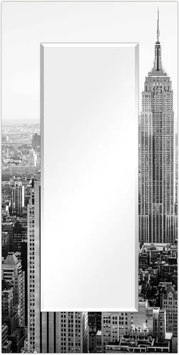 Vista 18 de Empire Art Direct Espejo de pared rectangular biselado en blanco y negro con vidrio templado impreso abstracto, tocador, espejo de baño, listo
