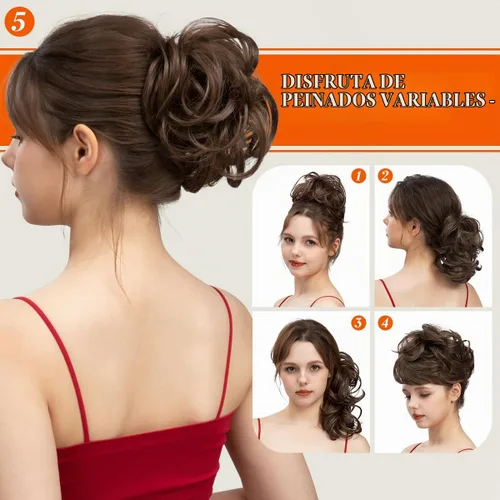 Vista 6 de Peine de moño desordenado con clip lateral para mujer, corto, natural, lacio, versátil, ajustable, fácil de peinar, (rubio ceniza-C)