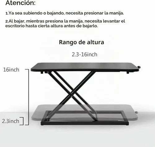 Vista 3 de Convertidor de escritorio de pie ajustable en altura, elevador de teclado para elevador de escritorio de pie, convertidor de altura de fácil
