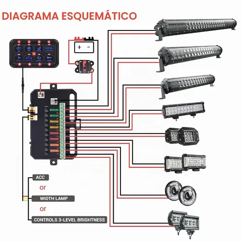 Vista 5 de Panel de interruptor de 8 bandas, caja de panel de control táctil LED azul, caja de interruptor táctil para automóvil, interruptor momentáneo