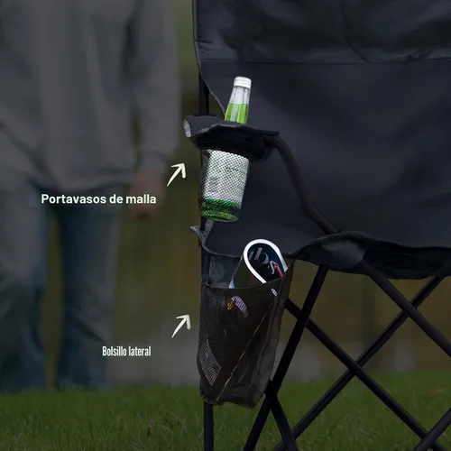 Vista 7 de Coleman Portable Camping Chair with 4-Can Cooler, Cushioned Seat & Back with Side Pockets & Cup Holder, Carry Bag Included, Great for Camping