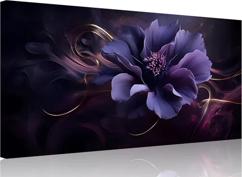 Vista 23 de TutuBeer 1 Panel Bauhinia Flor Roja China Bauhinia Flor Púrpura Planta Botánica Imagen de Flor Obra de Arte Pintura al Óleo sobre Lienzo Estirado