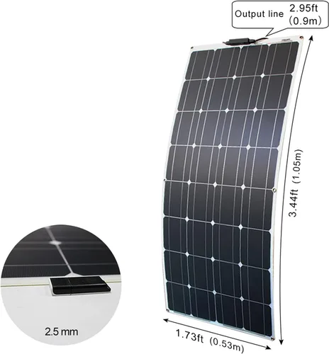 Vista 5 de Kit de panel solar y 300 W, 200 W, 100 W, paneles solares flexibles, módulo de cargador de batería de alta eficiencia, 100 W