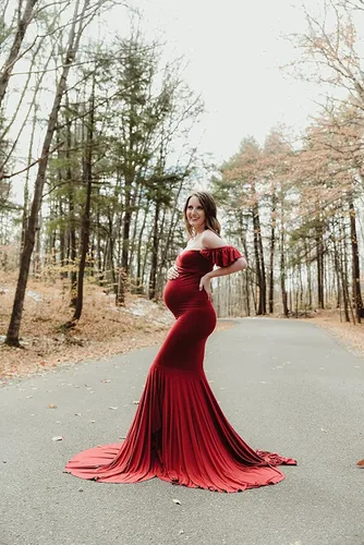 Vista 6 de Saslax - Vestido de maternidad sin mangas, ajustado al hombro, sin mangas, para fotografía