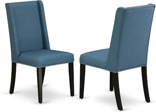 Vista 7 de East West Furniture DLFL3-ABK-21 - Juego de mesa de comedor de 3 piezas contiene una mesa de cocina redonda con gotas y 2 sillas de comedor Parsons