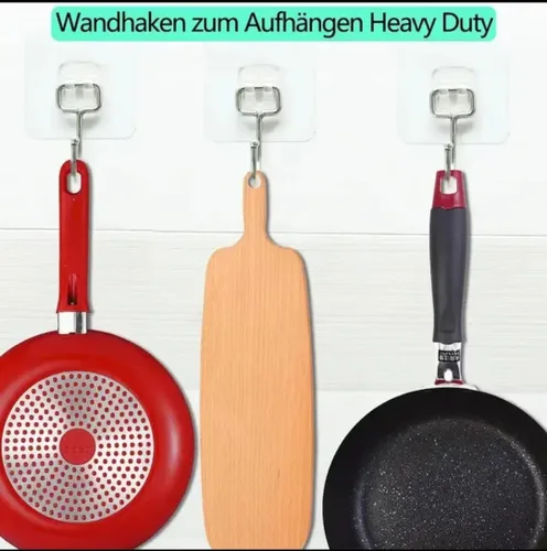 Vista 4 de Ganchos autoadhesivos transparentes ultra fuertes de 50 libras (máx.), ganchos de pared resistentes para cocina, baño, techo y más, la solución