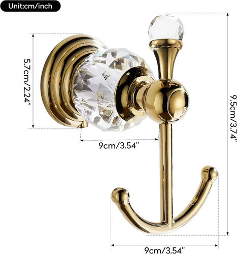 Vista 7 de WINCASE Toallero de cristal doble,Gancho de toalla dorado,Toallero de 24 pulgadas para baño montado en la pared